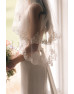 Fingertip soft lace veil with beaded trim 