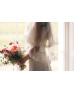 Fingertip soft lace veil with beaded trim 